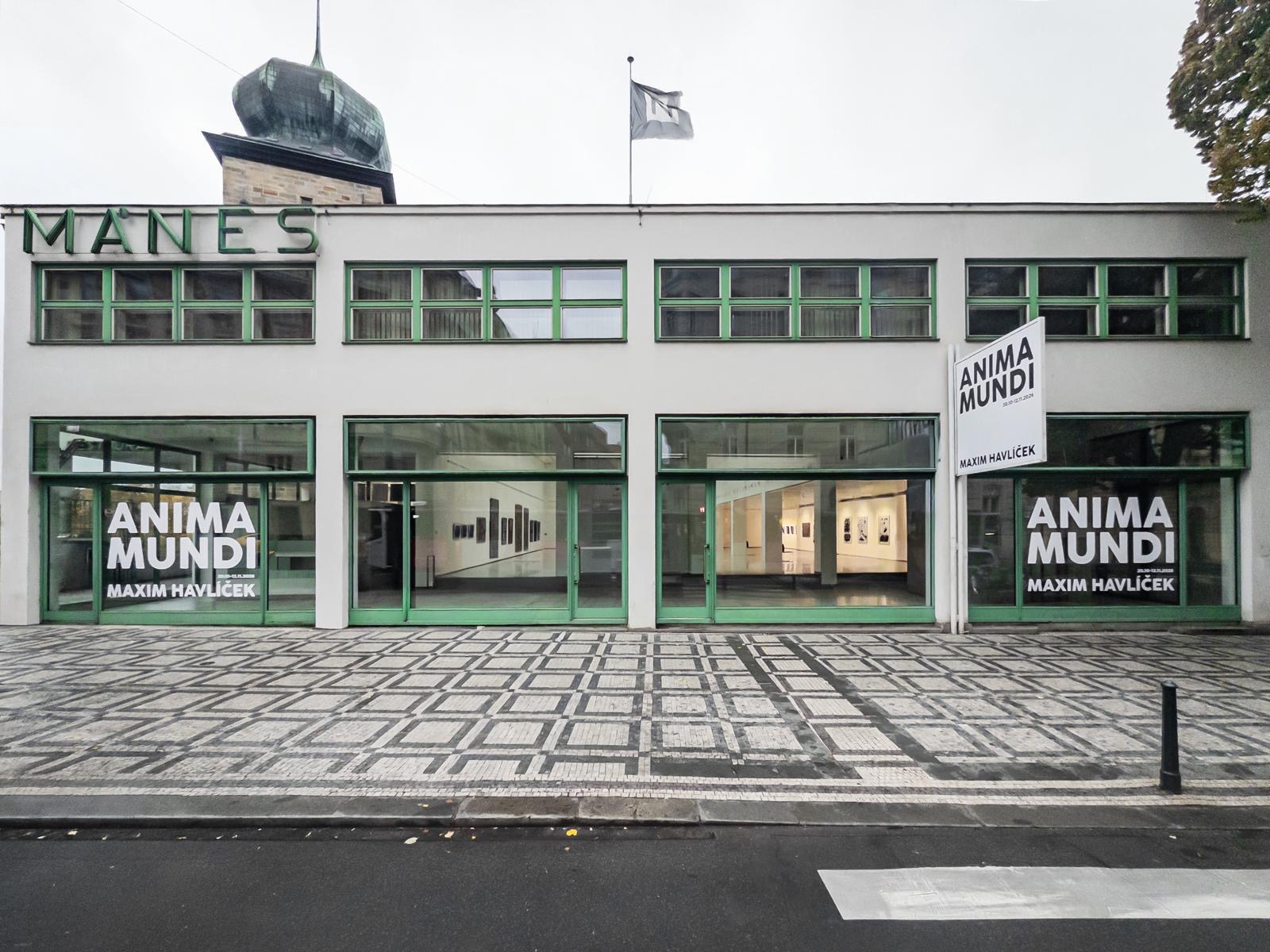 The exterior of Galerie Mánes during the Anima Mundi exhibition